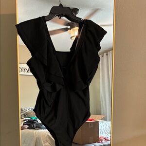 SHEIN Black Ruffle One Piece Swimsuit